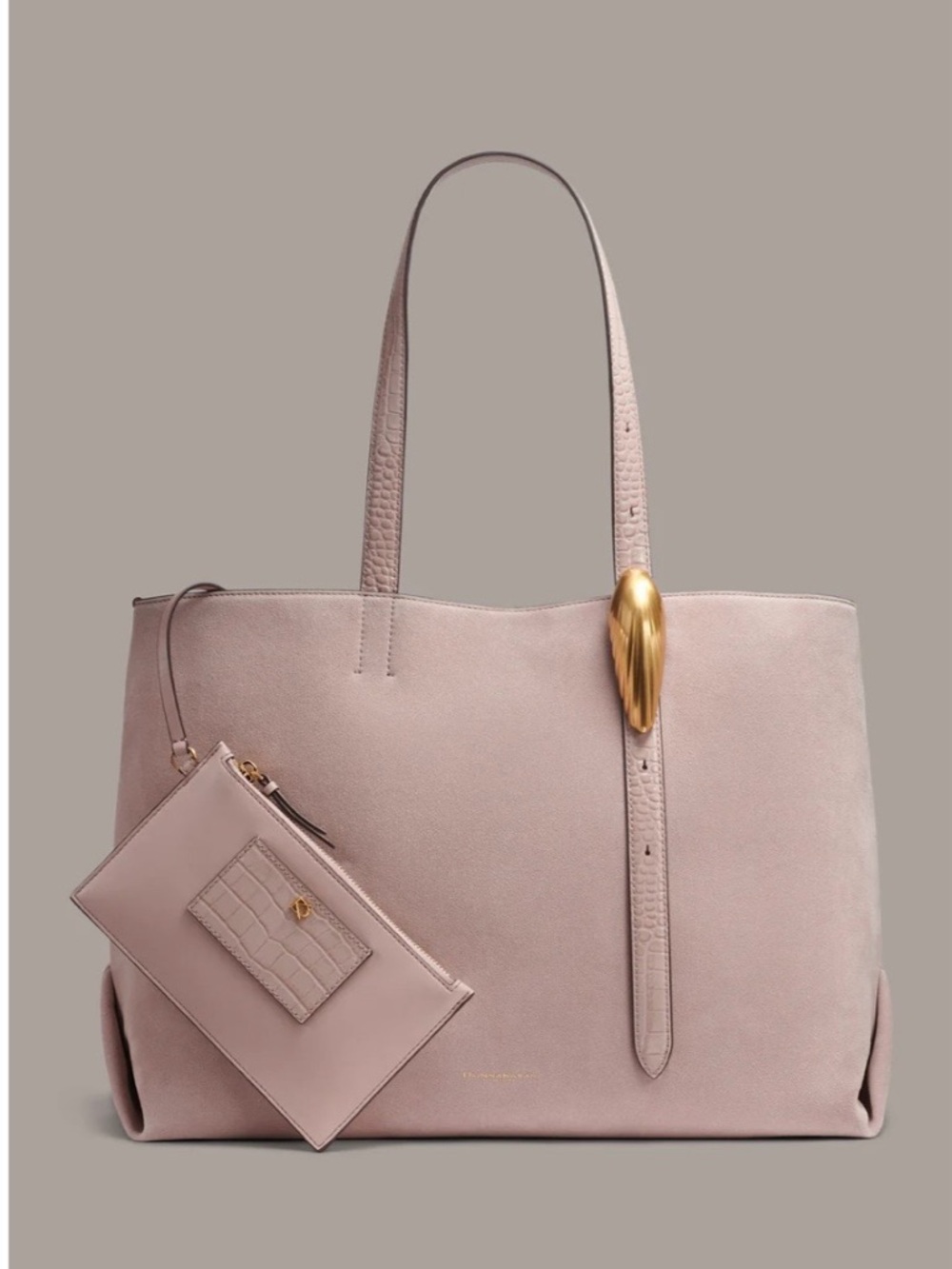 Donna Karan Georgette Gold Shell-Embellished Tote – Blush Pink NWT
